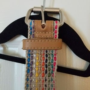 Wide Tan Belt with Rainbow Stitching